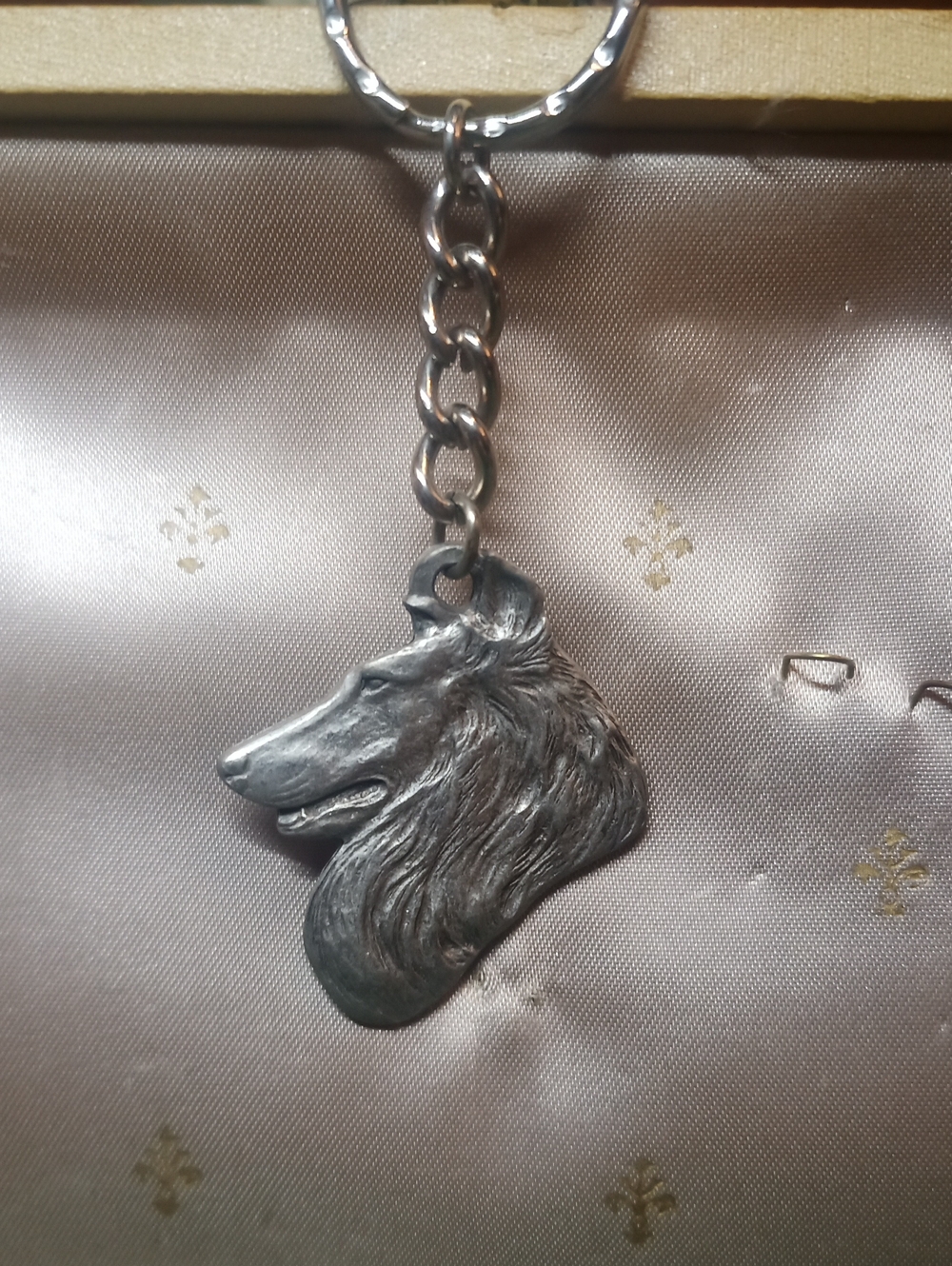 Silver-tone Shetland Sheepdog Dog Head Keychain Collie
